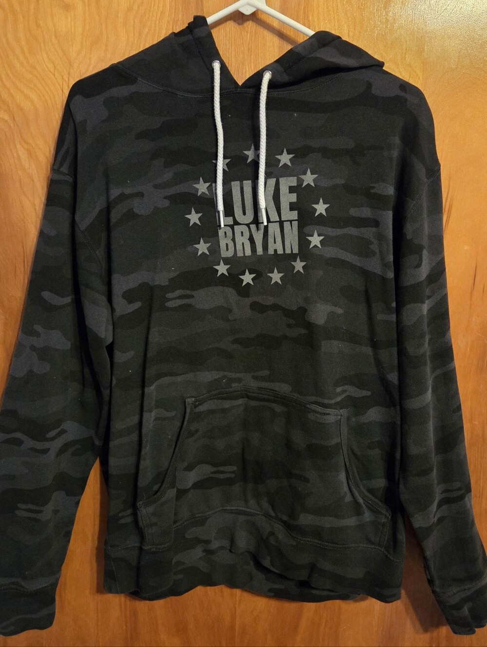 Luke Bryan Mens Hoodie Sweatshirt Black & Gray Camouflage Size Large